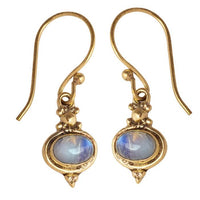 Cargar imagen en el visor de la galería, Brass Ohrringe mit Stein antik golden Tropfen oval rund Geige Messing Ohrhänger
