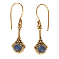Cargar imagen en el visor de la galería, Brass Ohrringe mit Stein antik golden Tropfen oval rund Geige Messing Ohrhänger
