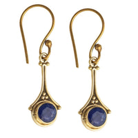 Cargar imagen en el visor de la galería, Brass Ohrringe mit Stein antik golden Tropfen oval rund Geige Messing Ohrhänger
