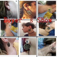 Cargar imagen en el visor de la galería, Spiralen Ohrringe Baum des Lebens Messing Brass antik golden Tribal Piercing
