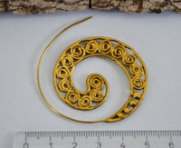 Cargar imagen en el visor de la galería, Spiralen Ohrringe acht Kugeln Messing Brass antik golden nickelfrei Piercing Tribal
