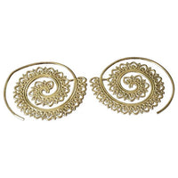 Load image into Gallery viewer, Ohrringe Spiralen White Brass silber Herzbögen rhodiniert
