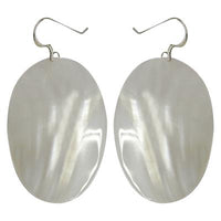Load image into Gallery viewer, Perlmuttmuschelohrringe, ovale Perlmuttmuschelohrhänger mit Bügel aus 925er Sterlingsilber, ca. 4,5 x 2,5cm
