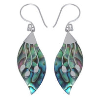 Cargar imagen en el visor de la galería, Damen Ohrringe/Ohrhänger aus Pauamuschel-Abalone, Perlmutt in 925 Sterling Silber eingefasst, ca. 32 x14 mm
