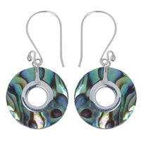 Load image into Gallery viewer, Ohrringe Paua Muschel Abalone ca. 18 mm Ø rund Loch Perlmutt 925er Sterling Silber Damen Schmuck

