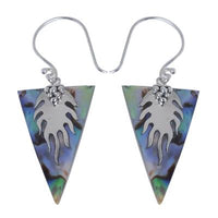 Cargar imagen en el visor de la galería, Damen Ohrringe/Ohrhänger aus Pauamuschel-Abalone, Perlmutt in 925 Sterling Silber eingefasst, ca. 17 x 23 mm
