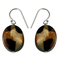Cargar imagen en el visor de la galería, Perlmuttmuschel-Ohrringe, ovale Perlmutt-Ohrringe mit Tigermuster und Bügel aus 925 Sterlingsilber
