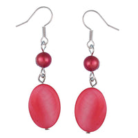 Cargar imagen en el visor de la galería, Perlmuttohrringe Perle rosa Perlmuttmuschel oval 925er Sterling Silber Ohrringe
