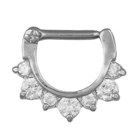 Cargar imagen en el visor de la galería, Septum Clicker Piercing Edelstahl silberfarben weiße Zirkonia Steine

