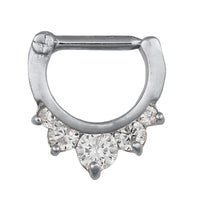 Cargar imagen en el visor de la galería, Septum Clicker Piercing Edelstahl silberfarben weiße Zirkonia Steine
