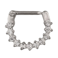 Cargar imagen en el visor de la galería, Septum Clicker Piercing Edelstahl silberfarben Rand weiße Zirkonia Steine
