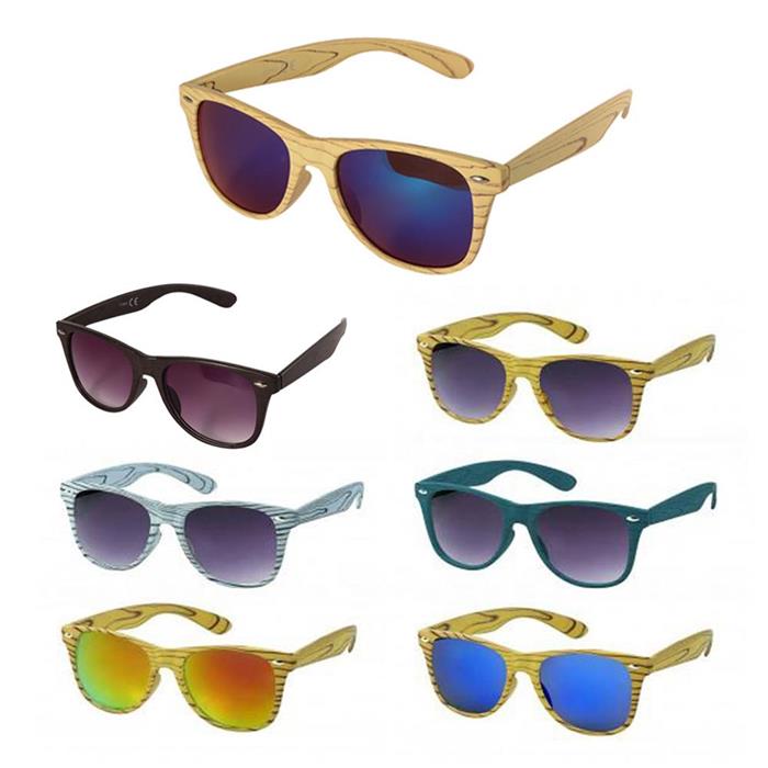 Sonnenbrille Nerd Holz Design verspiegelt getönt 400 UV