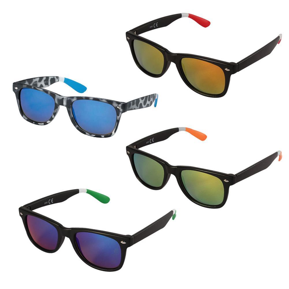 Sonnenbrille Unisex Nerd Brille verspiegelt Bügel gestreift bunt 400 UV