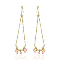 Load image into Gallery viewer, Ohrringe 18 karat vergoldet Tortenstück Form Ketten Perlen Stein rosa nickelfrei
