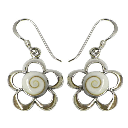Shivaauge Ohrringe Blume ca. 1,8 cm Durchmesser Shiva Auge eye 925er Sterling Silber Ohrhänger