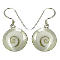 Load image into Gallery viewer, Shivaauge Perlmutt Silberohrringe rund 10 mm Ohrringe Ohrhänger 925er Sterling Silber Shiva Auge Eye
