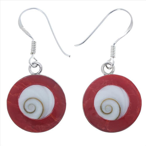 Silber Ohrringe Shiva-Auge eye Kunstharz rot rund ca. 1,2 cm Ohrhänger 925er Sterlingsilber