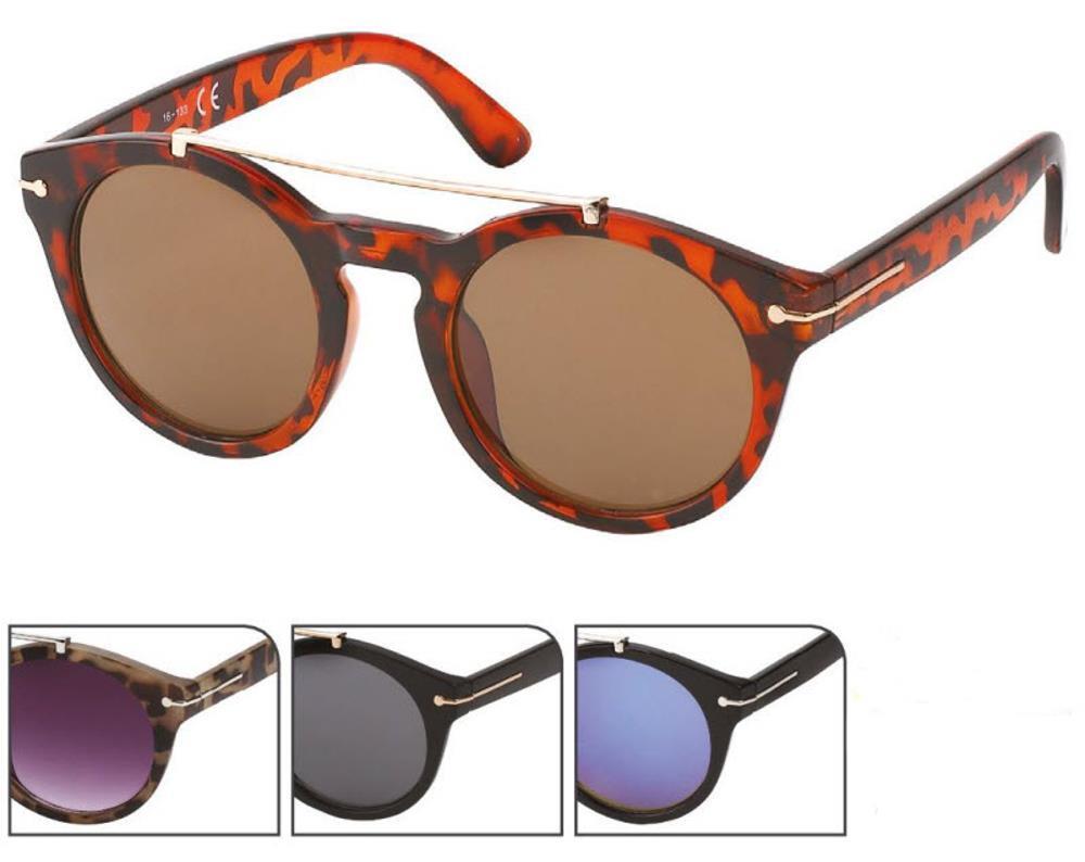 Sonnenbrille Round Glasses Panto 400 UV Metallbügeloberkante Zierleiste