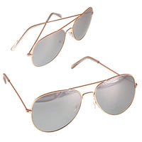 Load image into Gallery viewer, Sonnenbrille golden Metall Pilotenbrille 400UV verspiegelt Kappen transparent
