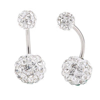 Cargar imagen en el visor de la galería, Bauchnabelpiercing Bananapiercing weiß Zirkonia Steine 2 Kugeln Edelstahl

