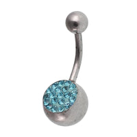 Cargar imagen en el visor de la galería, Bauchnabelpiercing Bananapiercing Edelstahl Zirkonia türkis Steine 2 Kugeln
