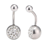 Cargar imagen en el visor de la galería, Bauchnabelpiercing Bananapiercing Edelstahl Zirkonia weiß Steine 2 Kugeln

