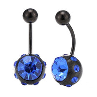 Load image into Gallery viewer, Bauchnabelpiercing Bananenpiercing blauer Zirkonia Steine Edelstahl schwarz
