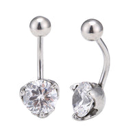 Load image into Gallery viewer, Bauchnabelpiercing Edelstahl silber Farben weißer runder Zirkonia Stein
