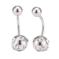 Load image into Gallery viewer, Bauchnabelpiercing Bananenpiercing weiße Zirkonia Steine Edelstahl silber
