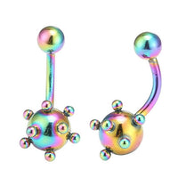 Load image into Gallery viewer, Bauchnabelpiercing Bananenpiercing Edelstahl regenbogen kleine und große kugeln
