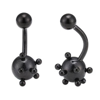 Load image into Gallery viewer, Bauchnabelpiercing Bananenpiercing Edelstahl schwarz kleine und große kugeln
