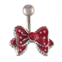 Cargar imagen en el visor de la galería, Bauchnabelpiercing silberfarben Schleife rosa Edelstahl
