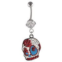 Cargar imagen en el visor de la galería, Bauchnabelpiercing silberfarben Candyskull Totenkopf bunt Edelstahl
