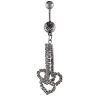 Cargar imagen en el visor de la galería, Bauchnabelpiercing silberfarben drei Herz Anhänger Zirkonia weiß Edelstahl
