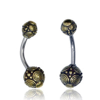 Load image into Gallery viewer, Bauchnabelpiercing Messing Edelstahl antik gold silber Kugel
