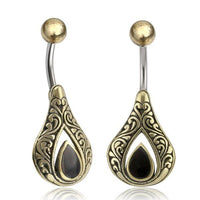 Cargar imagen en el visor de la galería, Bauchnabelpiercing Edelstahl Brass Tropfen Inlay
