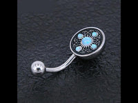 Load image into Gallery viewer, Bauchnabelpiercing Edelstahl Opal Vintage antik
