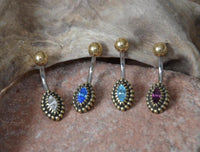Cargar imagen en el visor de la galería, Bauchnabelpiercing Messing Edelstahl gold Kristall Auge
