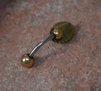 Cargar imagen en el visor de la galería, Bauchnabelpiercing Messing Edelstahl gold Kristall Auge
