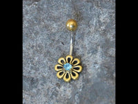 Load image into Gallery viewer, Bauchnabel Piercing Brass Edelstahl Blümchen Stein
