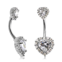 Cargar imagen en el visor de la galería, Bauchnabelpiercing aus Edelstahl Glaskristall Herz Gold PVD
