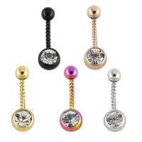 Load image into Gallery viewer, Glitzer Bauchnabel Piercing Zirkonia Edelstahl gedreht

