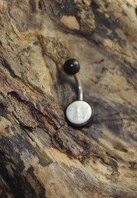Cargar imagen en el visor de la galería, Bauchnabel Piercing Edelstahl Horn Bone Mond Gesicht
