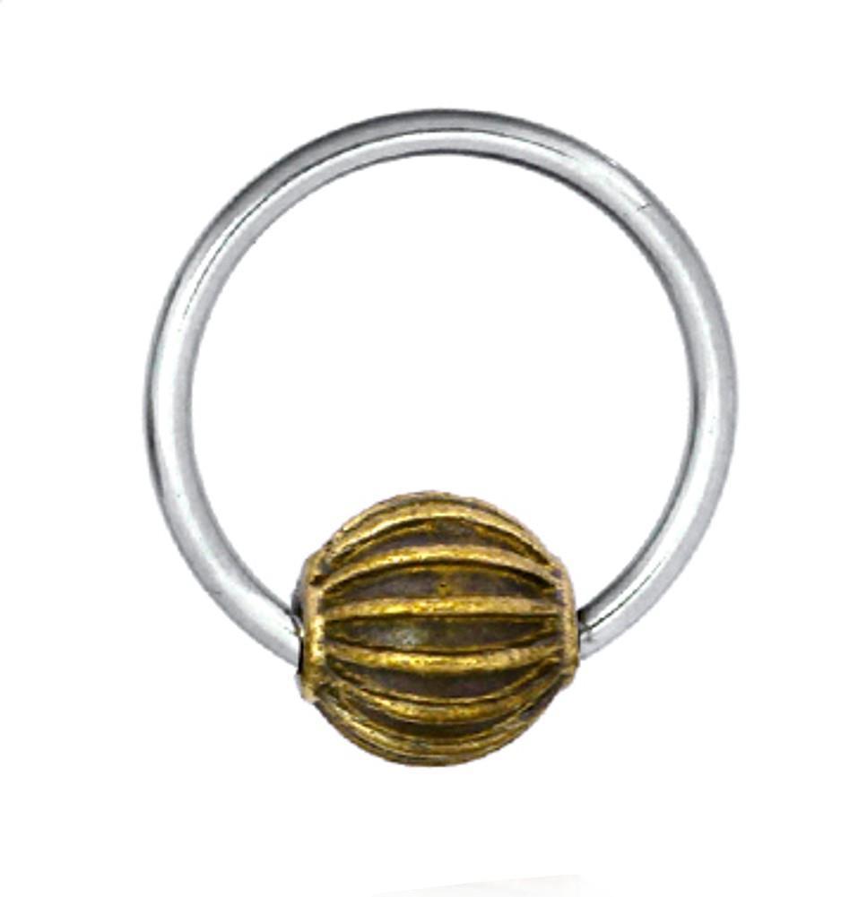 Universal Piercing Kugel Ring Edelstahl Brass Streifen