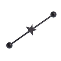 Load image into Gallery viewer, Industrial Piercing Edelstahl, titan beschichtet schwarz, stern, kugel verschluss
