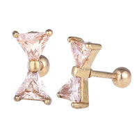 Load image into Gallery viewer, Fake Piercing Expander gold Farben Schleife Zirkonia orange Schaubverschluss Edelstahl
