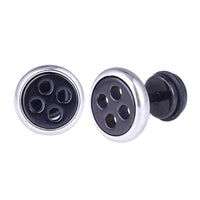 Load image into Gallery viewer, Fake Piercing Expander schwarzer Knopf Edelstahl Schaubverschluss
