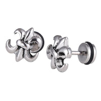 Load image into Gallery viewer, Fake Piercing Expander silberfarben Schwertlilie Schaubverschluss Edelstahl
