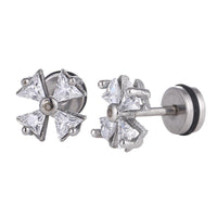 Load image into Gallery viewer, Fake Piercing Expander Kreuz Schleife Zirkonia weiß Schaubverschluss Edelstahl
