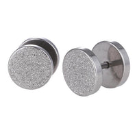 Load image into Gallery viewer, Fake Piercing Expander Glitzer Oberfläche silberfarben 10mm  Schraubverschluss Edelstahl
